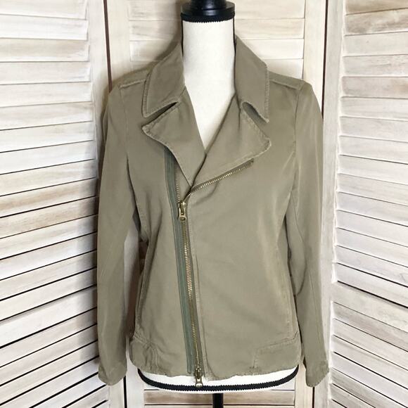Nili Logan Olive Green Cotton Canvas Double Zip Moto Utility Jacket 6 - Picture 1 of 10